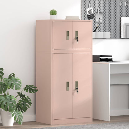 vidaXL Storage Cabinet 2 pcs Pink 60 x 40 x 130 cm Steel Lockable