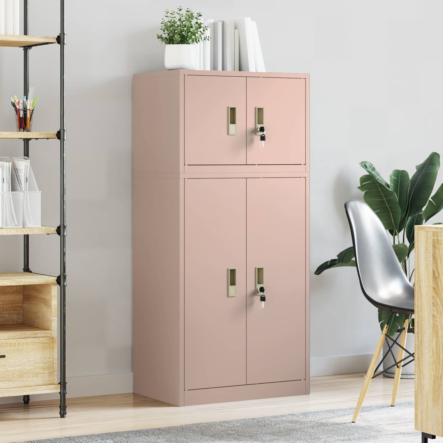 vidaXL Storage Cabinet 2 pcs Pink 60 x 40 x 130 cm Steel Lockable