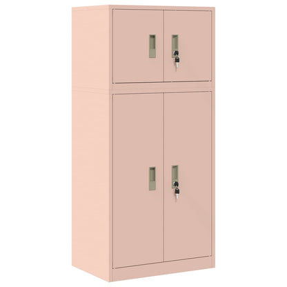 vidaXL Storage Cabinet 2 pcs Pink 60 x 40 x 130 cm Steel Lockable