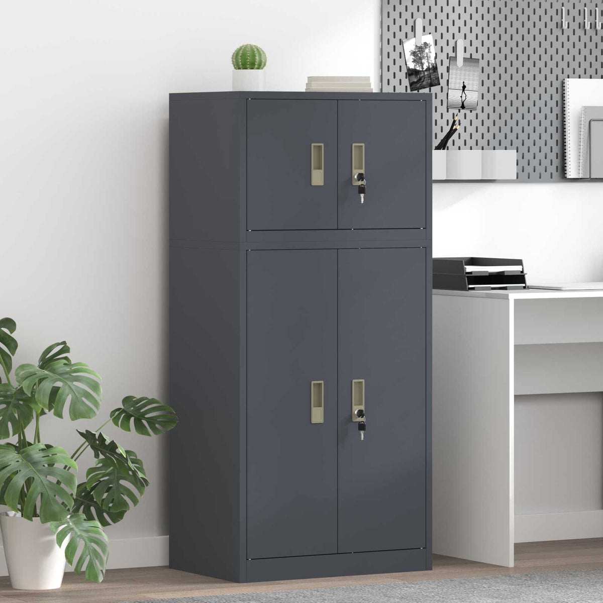 vidaXL Storage Cabinet 2 pcs Anthracite 60 x 40 x 130 cm Steel
