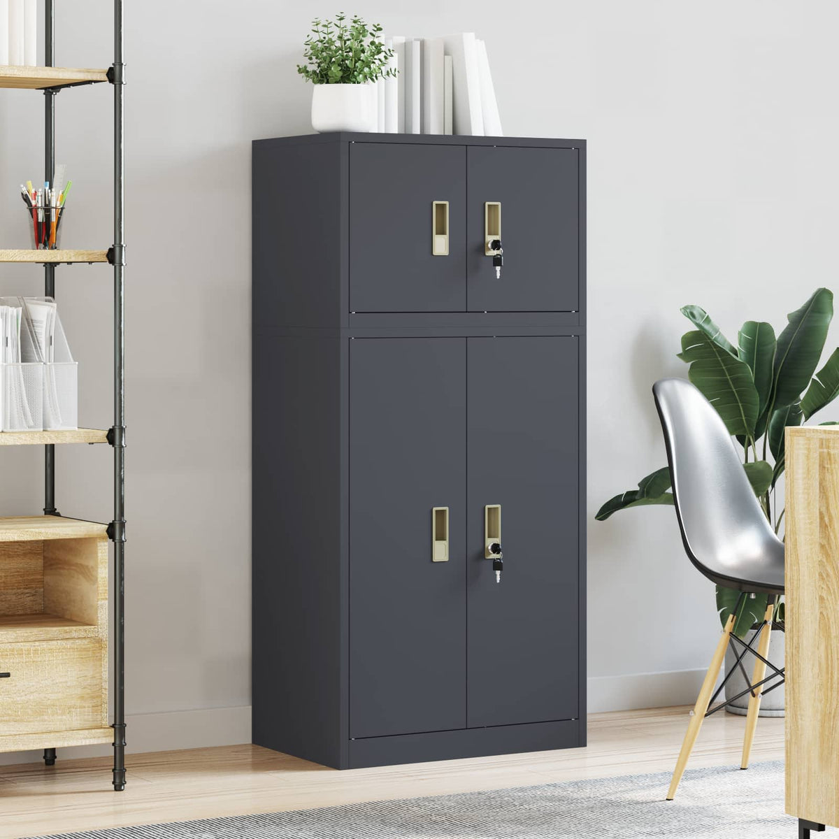 vidaXL Storage Cabinet 2 pcs Anthracite 60 x 40 x 130 cm Steel