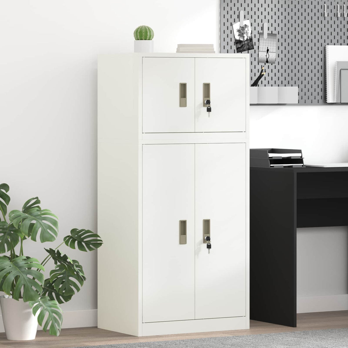 vidaXL Storage Cabinet 2 pcs White 60 x 40 x 130 cm Steel Lockable