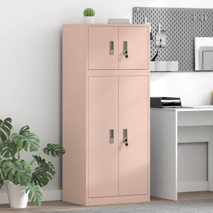 vidaXL Storage Cabinet 2 pcs Pink 60 x 40 x 145 cm Steel Lockable