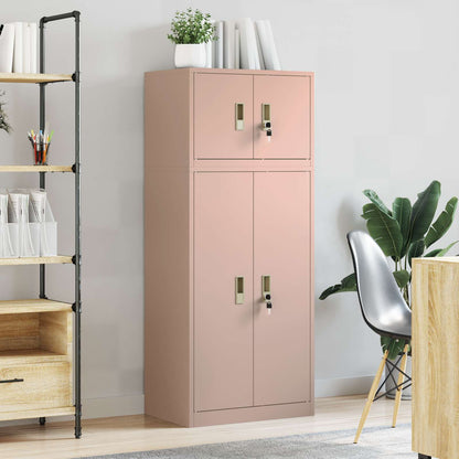 vidaXL Storage Cabinet 2 pcs Pink 60 x 40 x 145 cm Steel Lockable