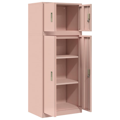 vidaXL Storage Cabinet 2 pcs Pink 60 x 40 x 145 cm Steel Lockable