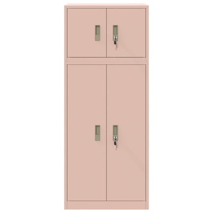 vidaXL Storage Cabinet 2 pcs Pink 60 x 40 x 145 cm Steel Lockable