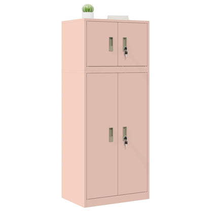 vidaXL Storage Cabinet 2 pcs Pink 60 x 40 x 145 cm Steel Lockable