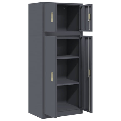 vidaXL Storage Cabinet 2 pcs Anthracite 60 x 40 x 145 cm Steel
