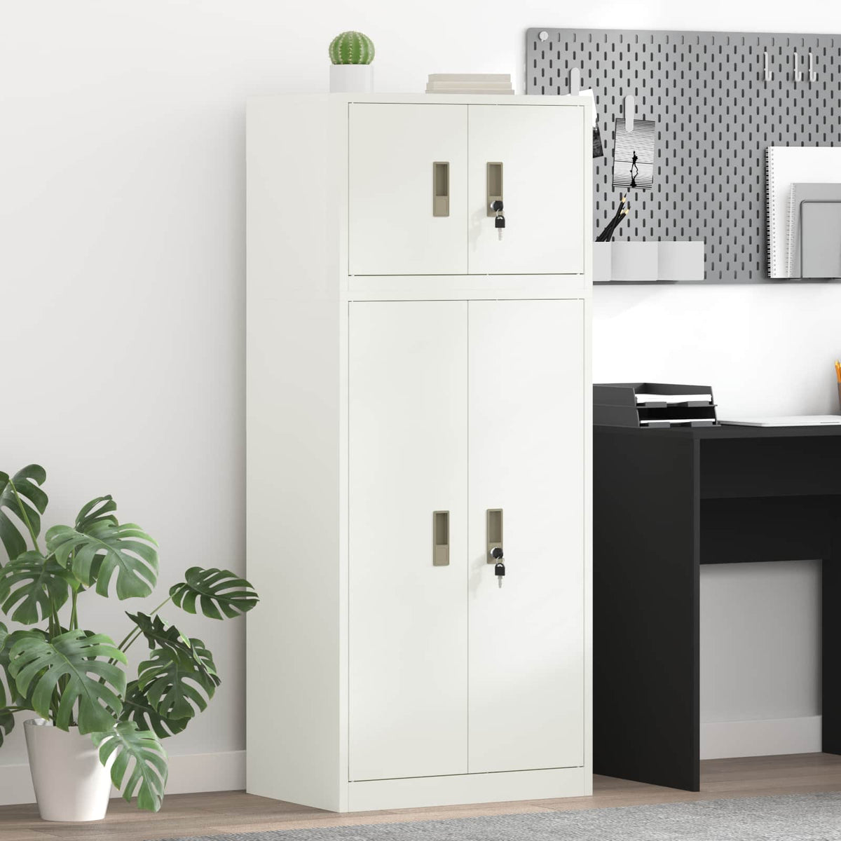 vidaXL Storage Cabinet 2 pcs White 60 x 40 x 145 cm Steel Lockable
