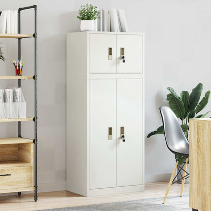 vidaXL Storage Cabinet 2 pcs White 60 x 40 x 145 cm Steel Lockable