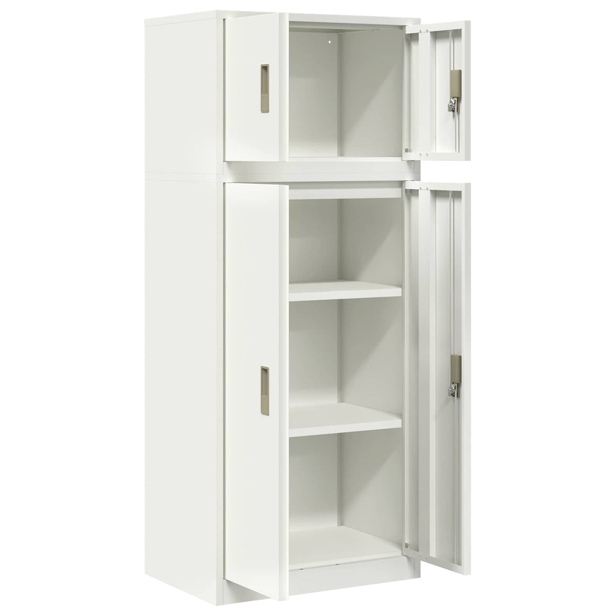 vidaXL Storage Cabinet 2 pcs White 60 x 40 x 145 cm Steel Lockable