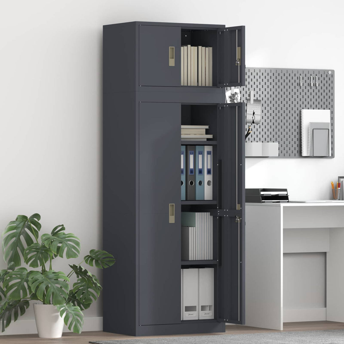 vidaXL Storage Cabinet 2 pcs Anthracite 60 x 40 x 180 cm Steel