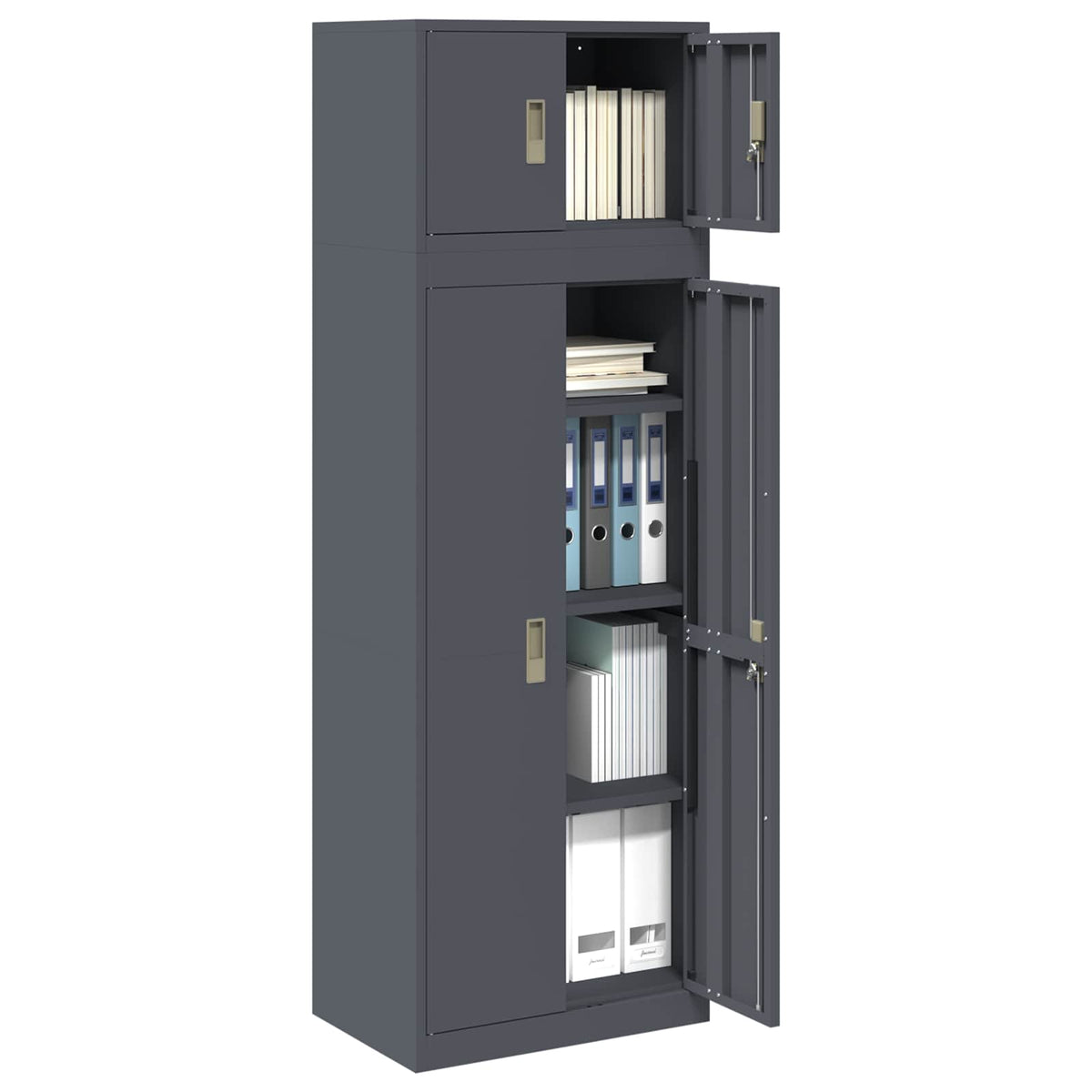 vidaXL Storage Cabinet 2 pcs Anthracite 60 x 40 x 180 cm Steel