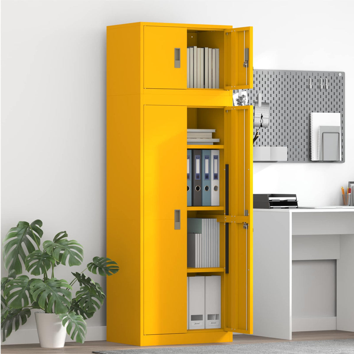 vidaXL Storage Cabinet 2 pcs Mustard Yellow 60 x 40 x 180 cm Steel