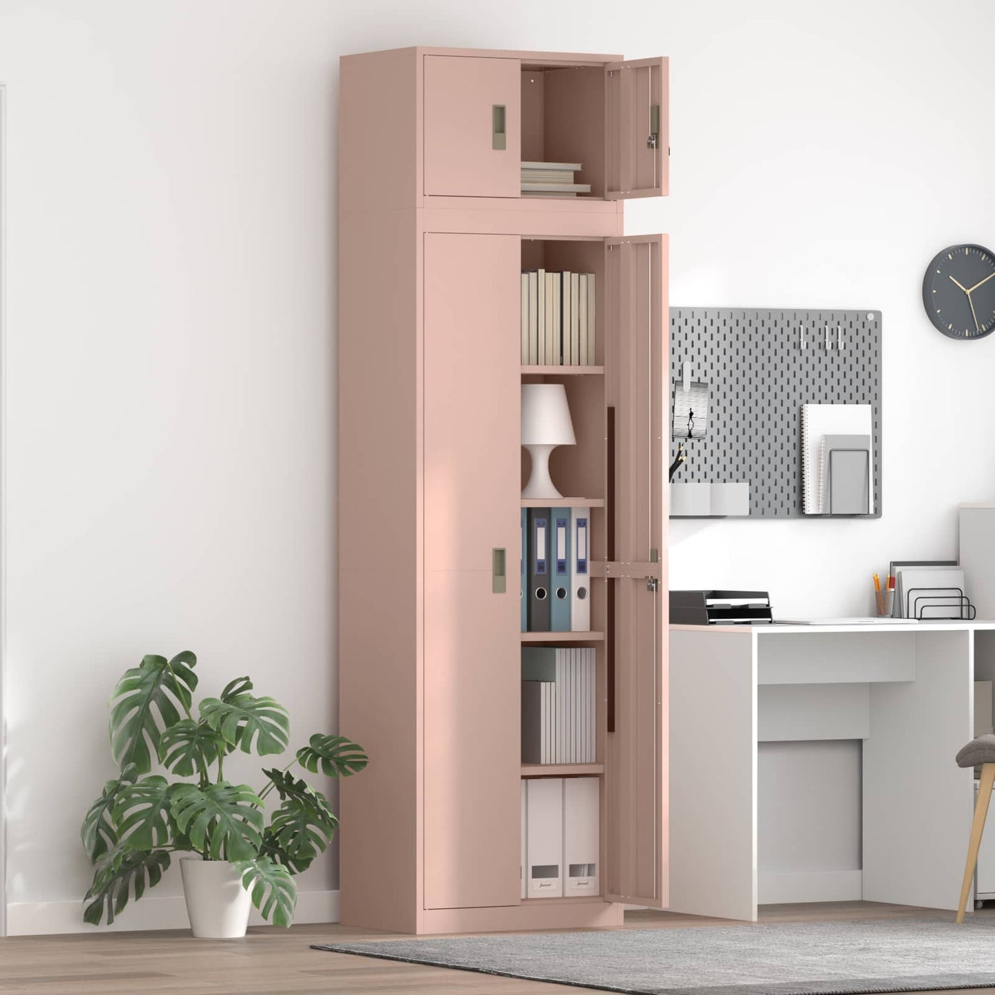 vidaXL Storage Cabinet 2 pcs Pink 60 x 40 x 220 cm Steel Lockable