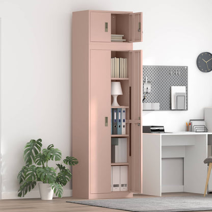 vidaXL Storage Cabinet 2 pcs Pink 60 x 40 x 220 cm Steel Lockable