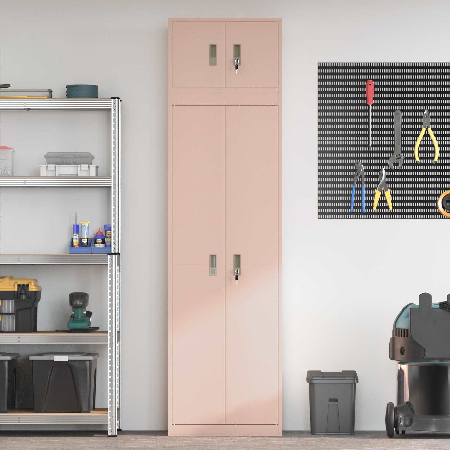 vidaXL Storage Cabinet 2 pcs Pink 60 x 40 x 220 cm Steel Lockable