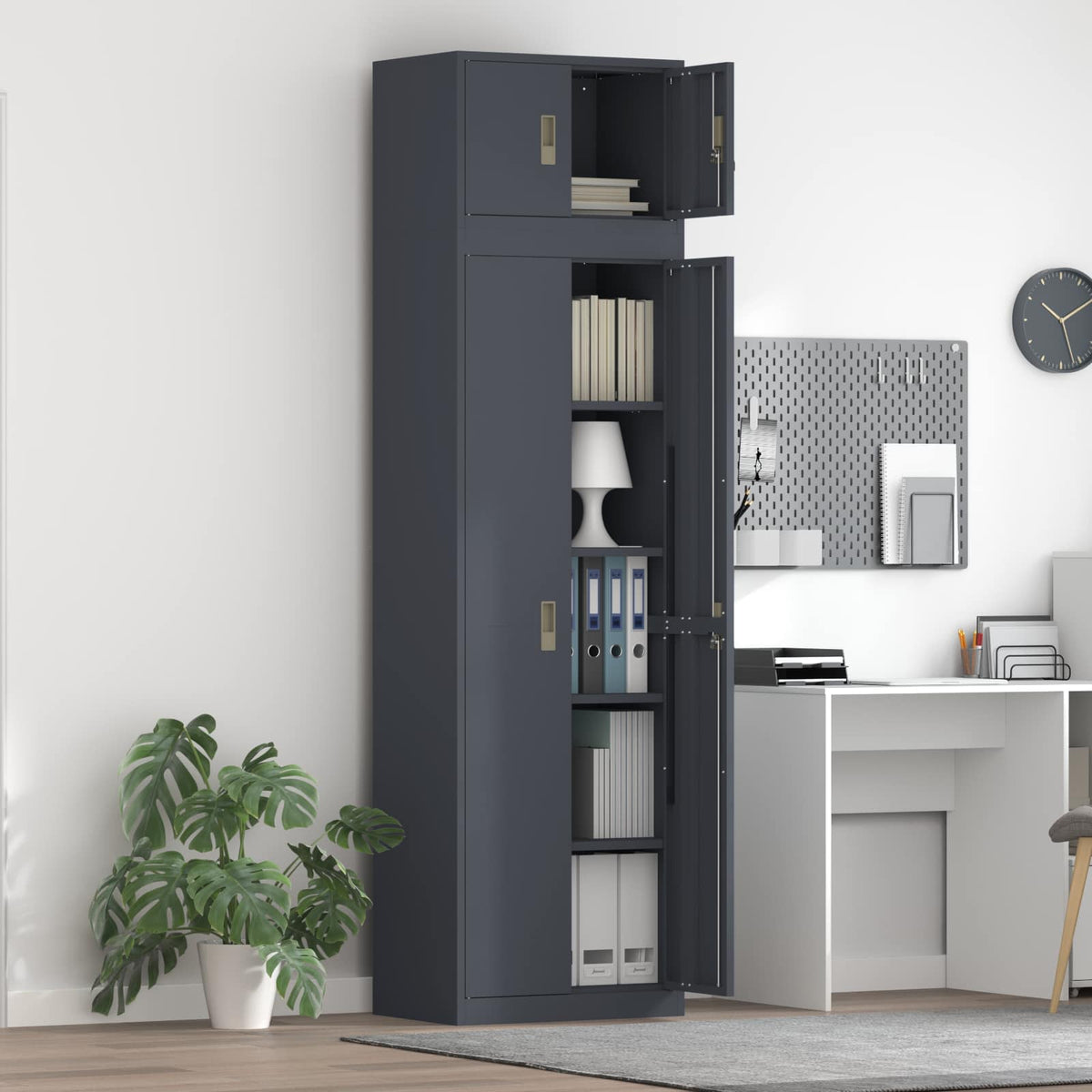 vidaXL Storage Cabinet 2 pcs Anthracite 60 x 40 x 220 cm Steel