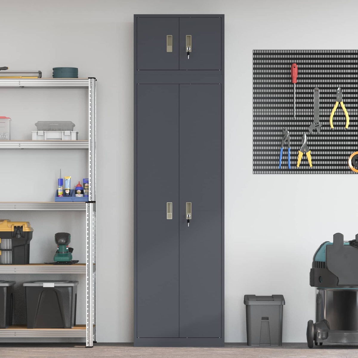 vidaXL Storage Cabinet 2 pcs Anthracite 60 x 40 x 220 cm Steel