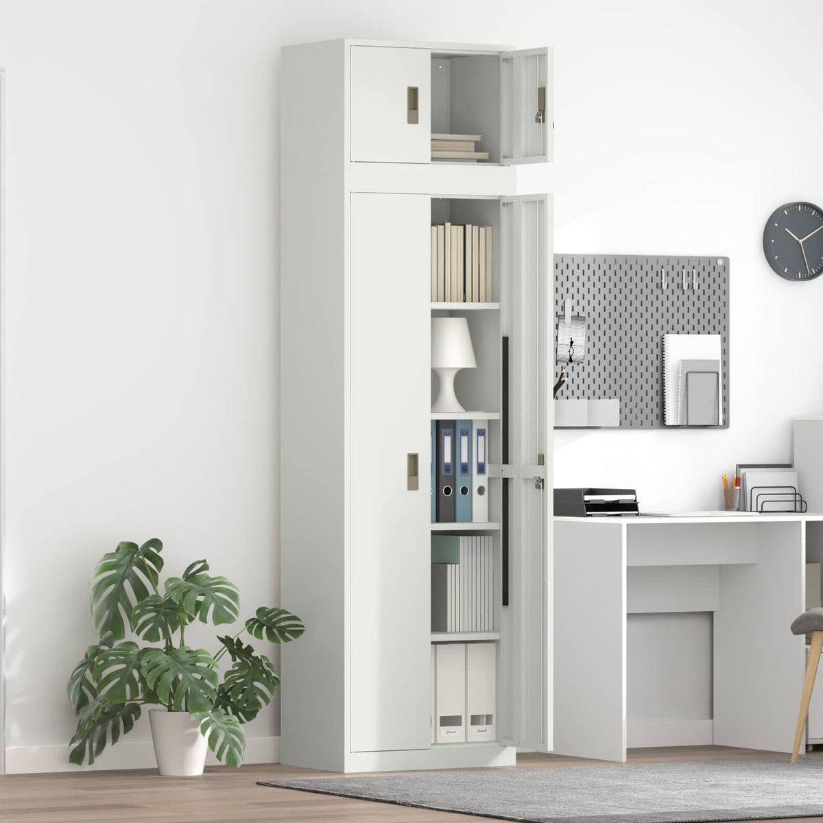 vidaXL Storage Cabinet 2 pcs White 60 x 40 x 220 cm Steel Lockable