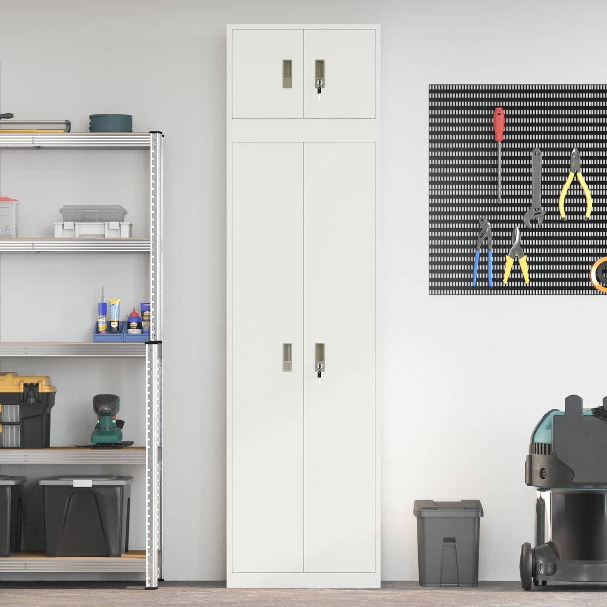 vidaXL Storage Cabinet 2 pcs White 60 x 40 x 220 cm Steel Lockable