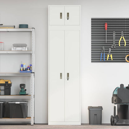 vidaXL Storage Cabinet 2 pcs White 60 x 40 x 220 cm Steel Lockable