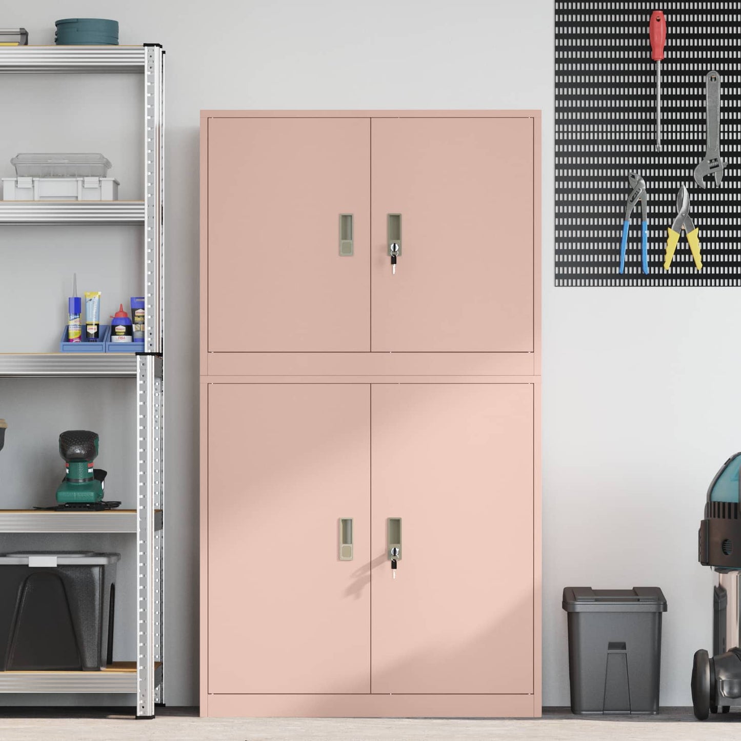 vidaXL Storage Cabinet 2 pcs Pink 90 x 40 x 160 cm Steel Lockable
