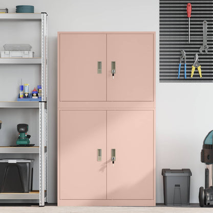 vidaXL Storage Cabinet 2 pcs Pink 90 x 40 x 160 cm Steel Lockable