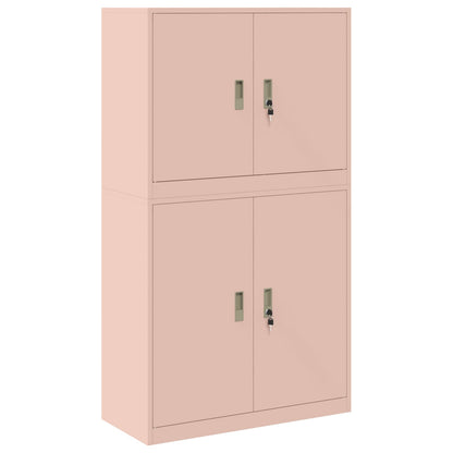 vidaXL Storage Cabinet 2 pcs Pink 90 x 40 x 160 cm Steel Lockable