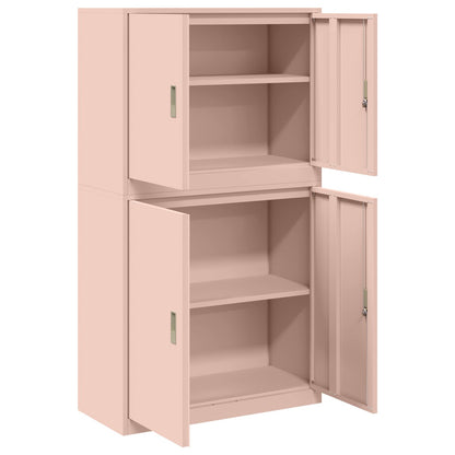 vidaXL Storage Cabinet 2 pcs Pink 90 x 40 x 160 cm Steel Lockable