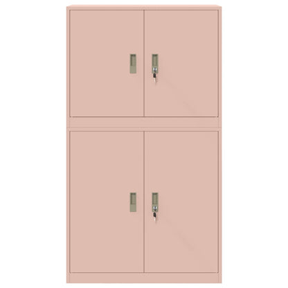 vidaXL Storage Cabinet 2 pcs Pink 90 x 40 x 160 cm Steel Lockable