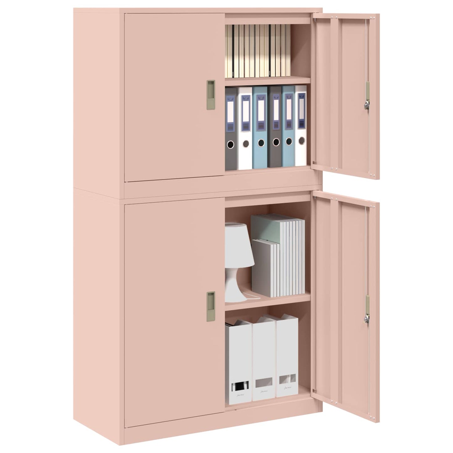 vidaXL Storage Cabinet 2 pcs Pink 90 x 40 x 160 cm Steel Lockable