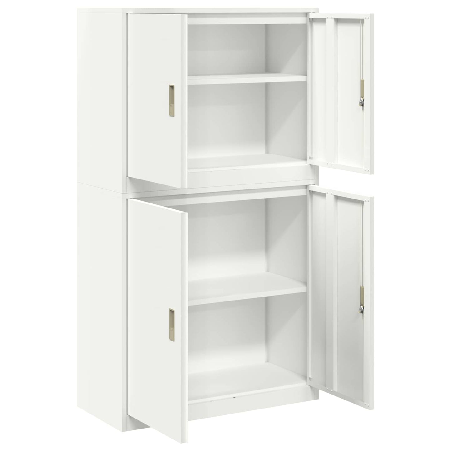 vidaXL Storage Cabinet 2 pcs White 90 x 40 x 160 cm Steel Lockable