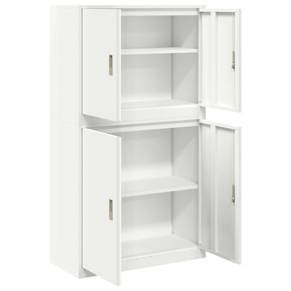 vidaXL Storage Cabinet 2 pcs White 90 x 40 x 160 cm Steel Lockable
