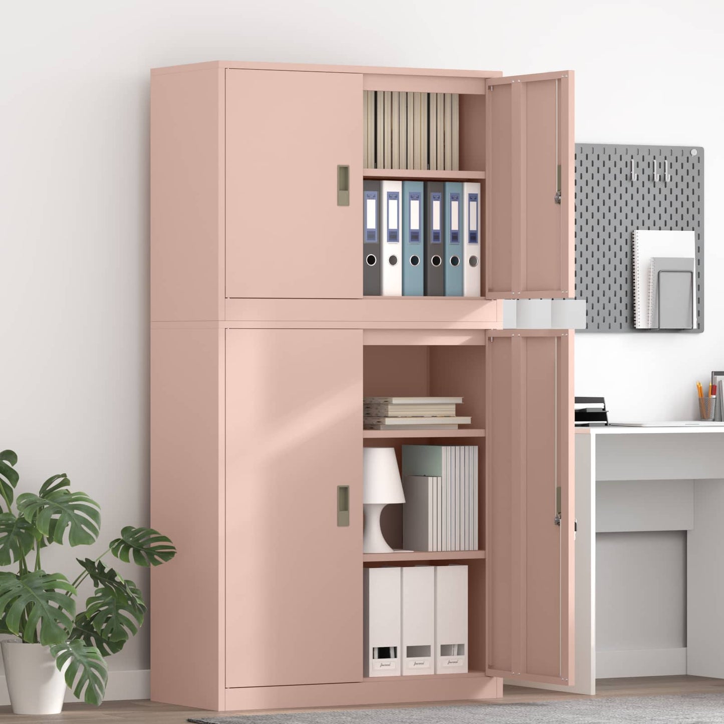 vidaXL Storage Cabinet 2 pcs Pink 90 x 40 x 175 cm Steel Lockable