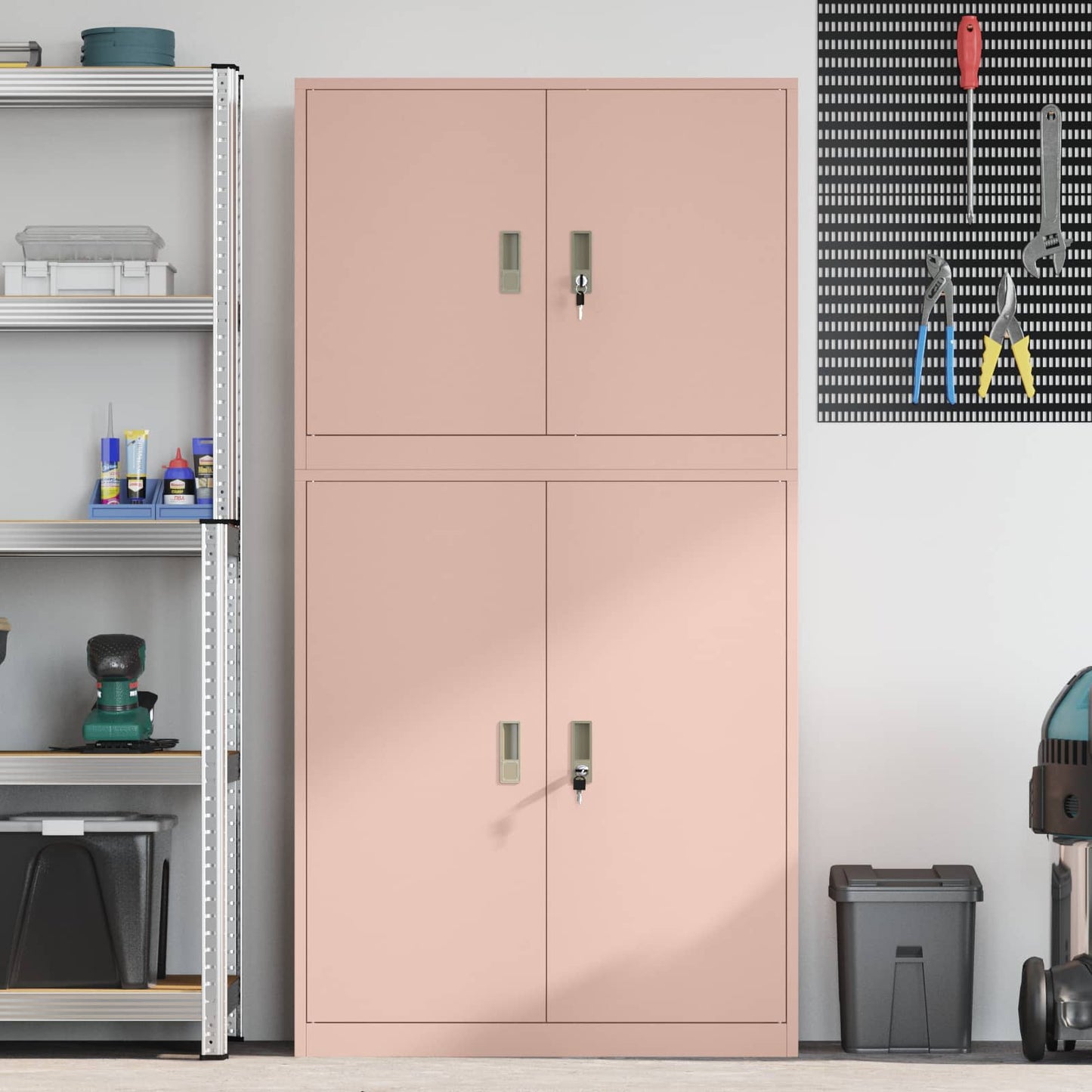 vidaXL Storage Cabinet 2 pcs Pink 90 x 40 x 175 cm Steel Lockable