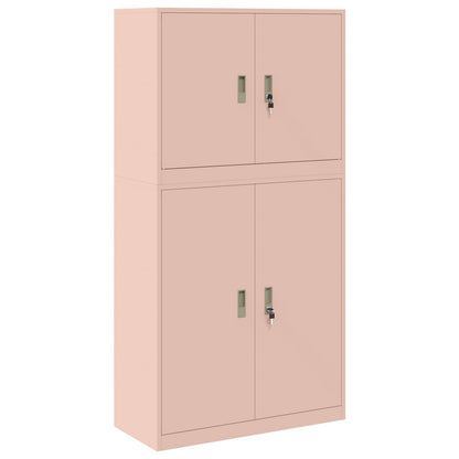 vidaXL Storage Cabinet 2 pcs Pink 90 x 40 x 175 cm Steel Lockable