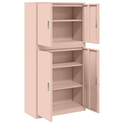 vidaXL Storage Cabinet 2 pcs Pink 90 x 40 x 175 cm Steel Lockable