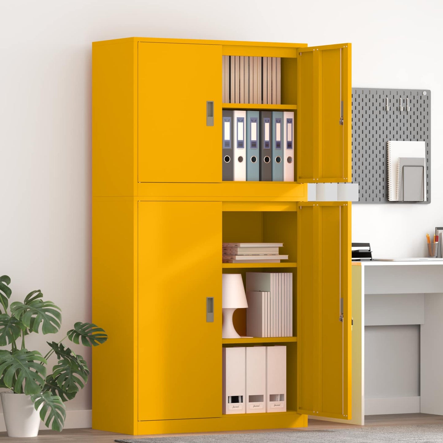 vidaXL Storage Cabinet 2 pcs Mustard Yellow 90 x 40 x 175 cm Steel