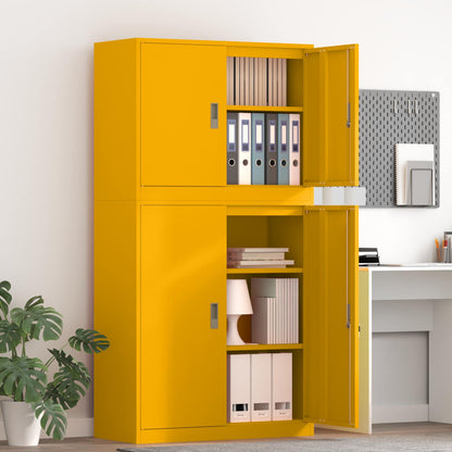 vidaXL Storage Cabinet 2 pcs Mustard Yellow 90 x 40 x 175 cm Steel