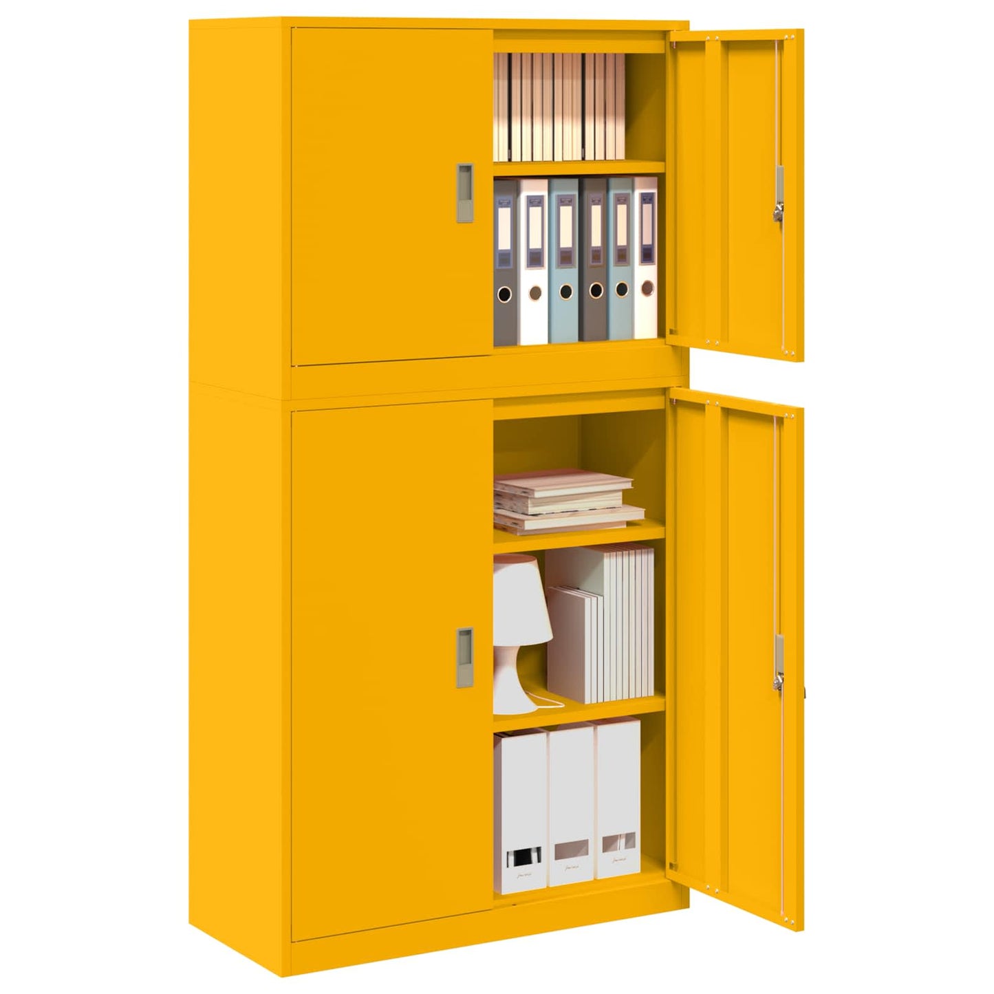 vidaXL Storage Cabinet 2 pcs Mustard Yellow 90 x 40 x 175 cm Steel