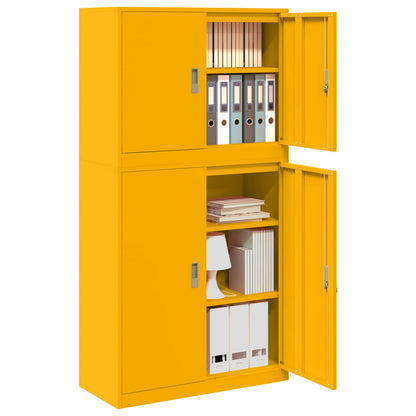 vidaXL Storage Cabinet 2 pcs Mustard Yellow 90 x 40 x 175 cm Steel
