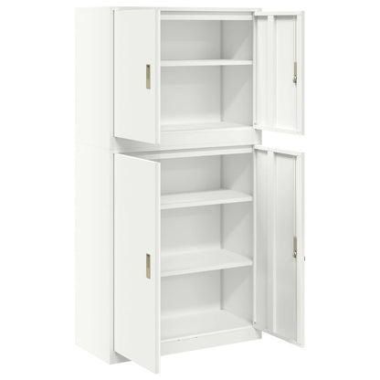 vidaXL Storage Cabinet 2 pcs White 90 x 40 x 175 cm Steel Lockable