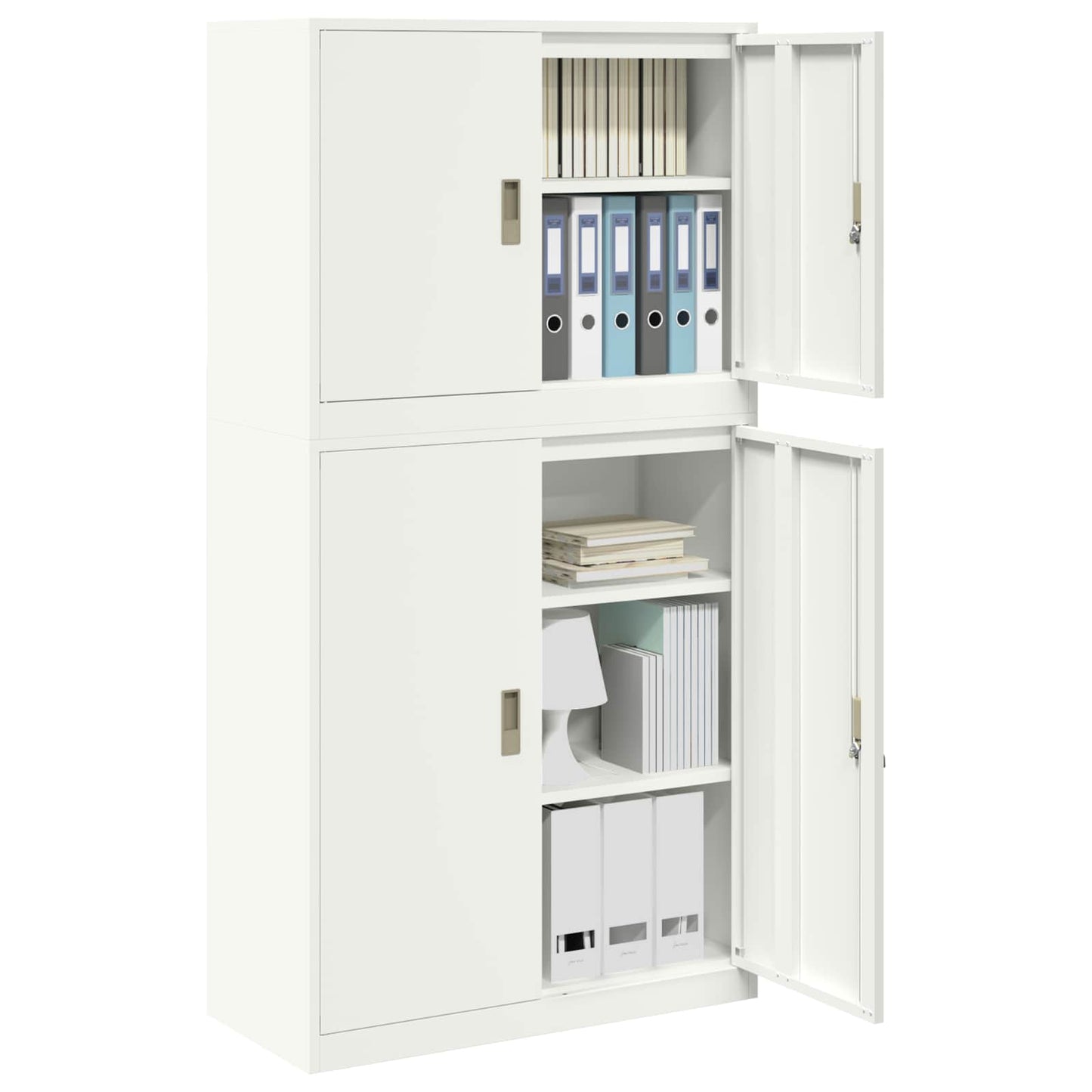 vidaXL Storage Cabinet 2 pcs White 90 x 40 x 175 cm Steel Lockable