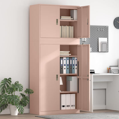 vidaXL Storage Cabinet 2 pcs Pink 90 x 40 x 210 cm Steel Lockable