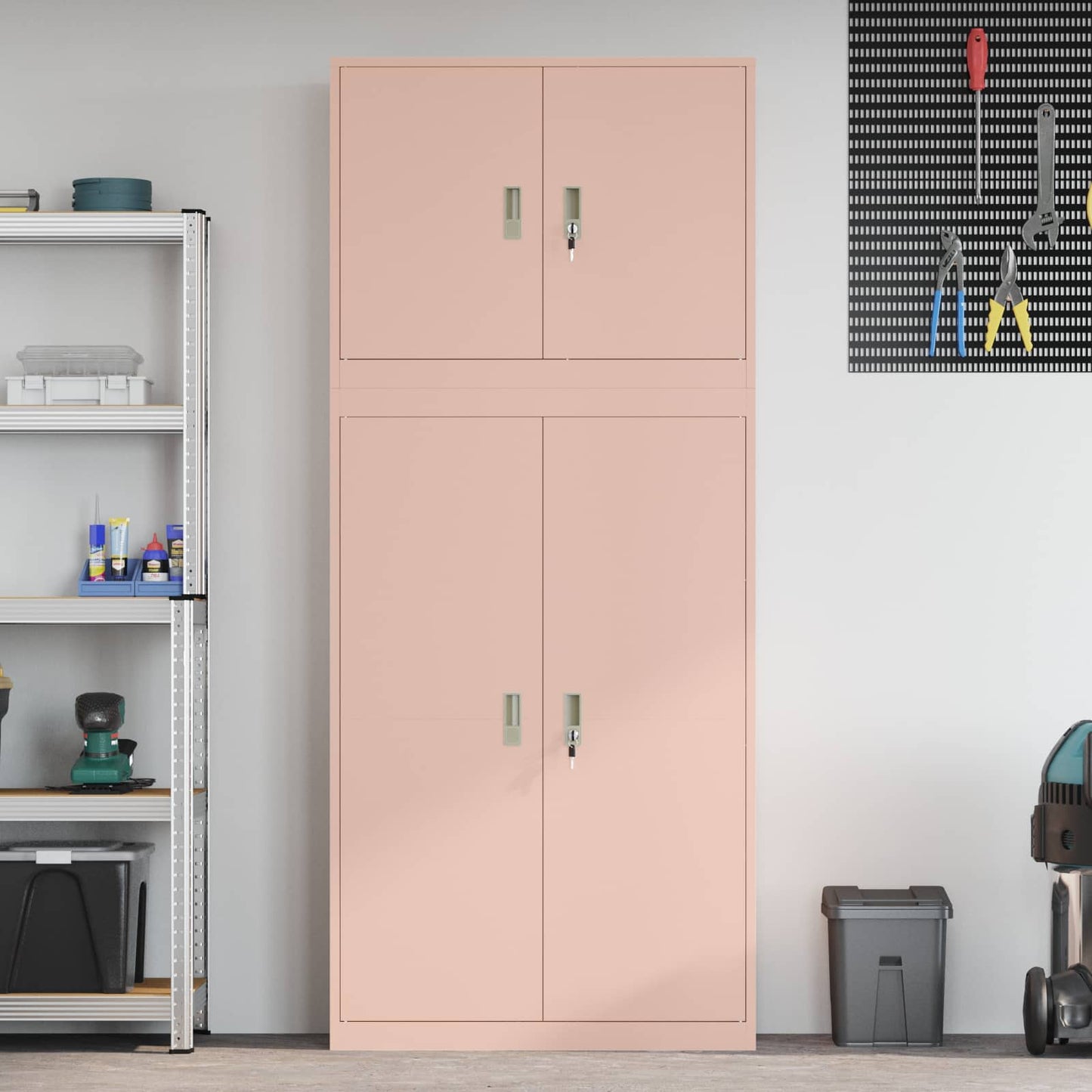vidaXL Storage Cabinet 2 pcs Pink 90 x 40 x 210 cm Steel Lockable