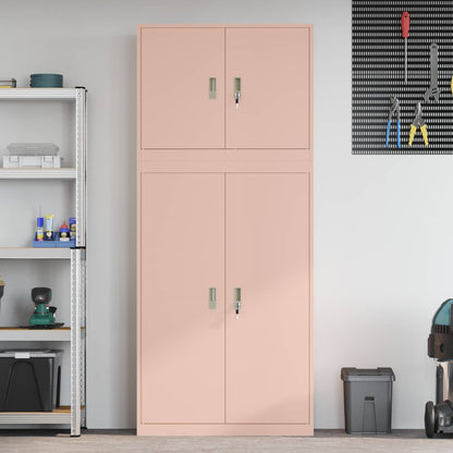 vidaXL Storage Cabinet 2 pcs Pink 90 x 40 x 210 cm Steel Lockable