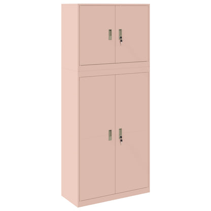 vidaXL Storage Cabinet 2 pcs Pink 90 x 40 x 210 cm Steel Lockable
