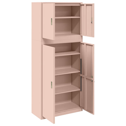 vidaXL Storage Cabinet 2 pcs Pink 90 x 40 x 210 cm Steel Lockable