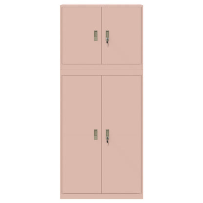 vidaXL Storage Cabinet 2 pcs Pink 90 x 40 x 210 cm Steel Lockable
